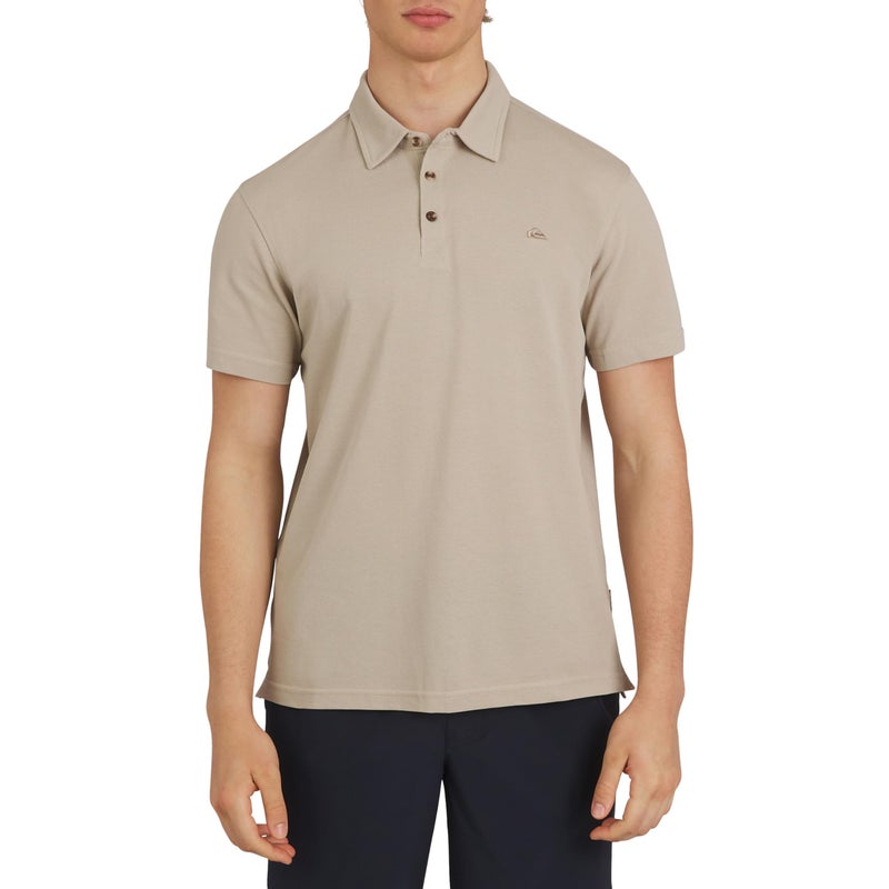 Quiksilver Men's Regular Fit Premium Soft Short Sleeve Oxford Polo Shirt, Taupe, Large - Image 1