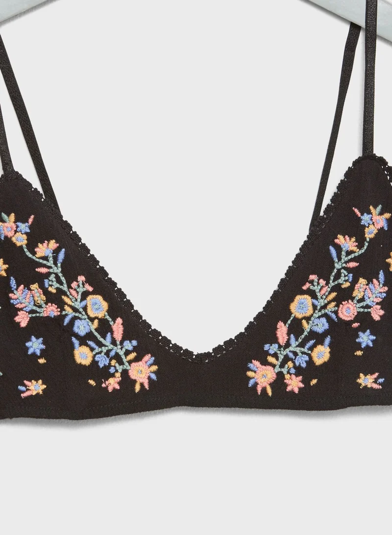 TOPSHOP Embroidered Bikini Top