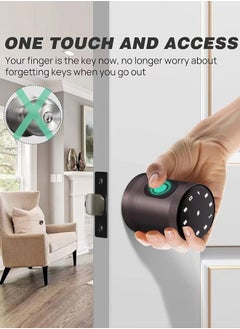 ALINK Smart Door Lock Smart Lock, Smart Biometric Door Knob with Voice Function, Aluminum Alloy Smart Door Knob with 5 Ways to Unlock (TTlock App/IC Card/Fingerprint/Password/Keys) for Entry Gate/Bedroom/Office ,Bronze  - Image 4