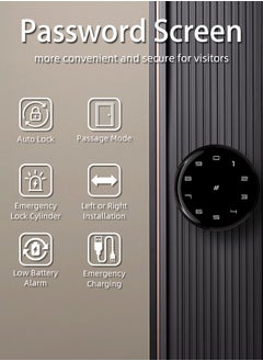 ALINK Smart Door Lock Smart Lock, Smart Biometric Door Knob with Voice Function, Aluminum Alloy Smart Door Knob with 5 Ways to Unlock (TTlock App/IC Card/Fingerprint/Password/Keys) for Entry Gate/Bedroom/Office ,Bronze  - Image 5