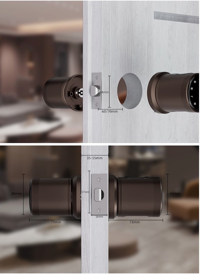 ALINK - Smart Door Lock Smart Lock, Smart Biometric Door Knob with Voice Function, Aluminum Alloy Smart Door Knob with 5 Ways to Unlock (TTlock App/IC Card/Fingerprint/Password/Keys) for Entry Gate/Bedroom/Office ,Bronze - Image 1