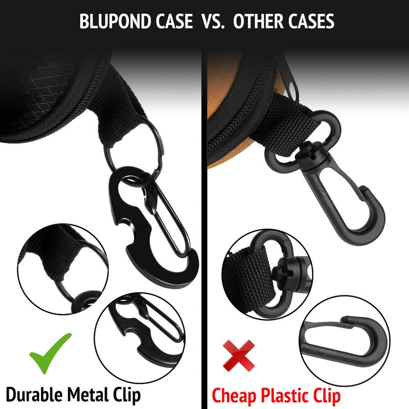 BLUPOND BLUPOND Sunglasses Case Semi Hard EVA Shell with Metal Hanging Hook Belt Clip Sun Glasses Storage (Black/Black)  - Image 3