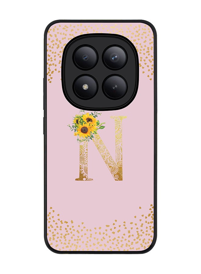 For Xiaomi Redmi Note 15 Pro+ / Poco M8 Pro Case,Slim fit Camera Protection, Shockproof Thin Phone cover  - Custom Floral Monogram - N  (Pink )