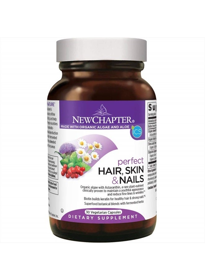 New Chapter Hair Skin & Nails Vitamins with Fermented Biotin+astaxanthin Vegetarian Capsule, 30 Count (Pack of 1) - Image 1