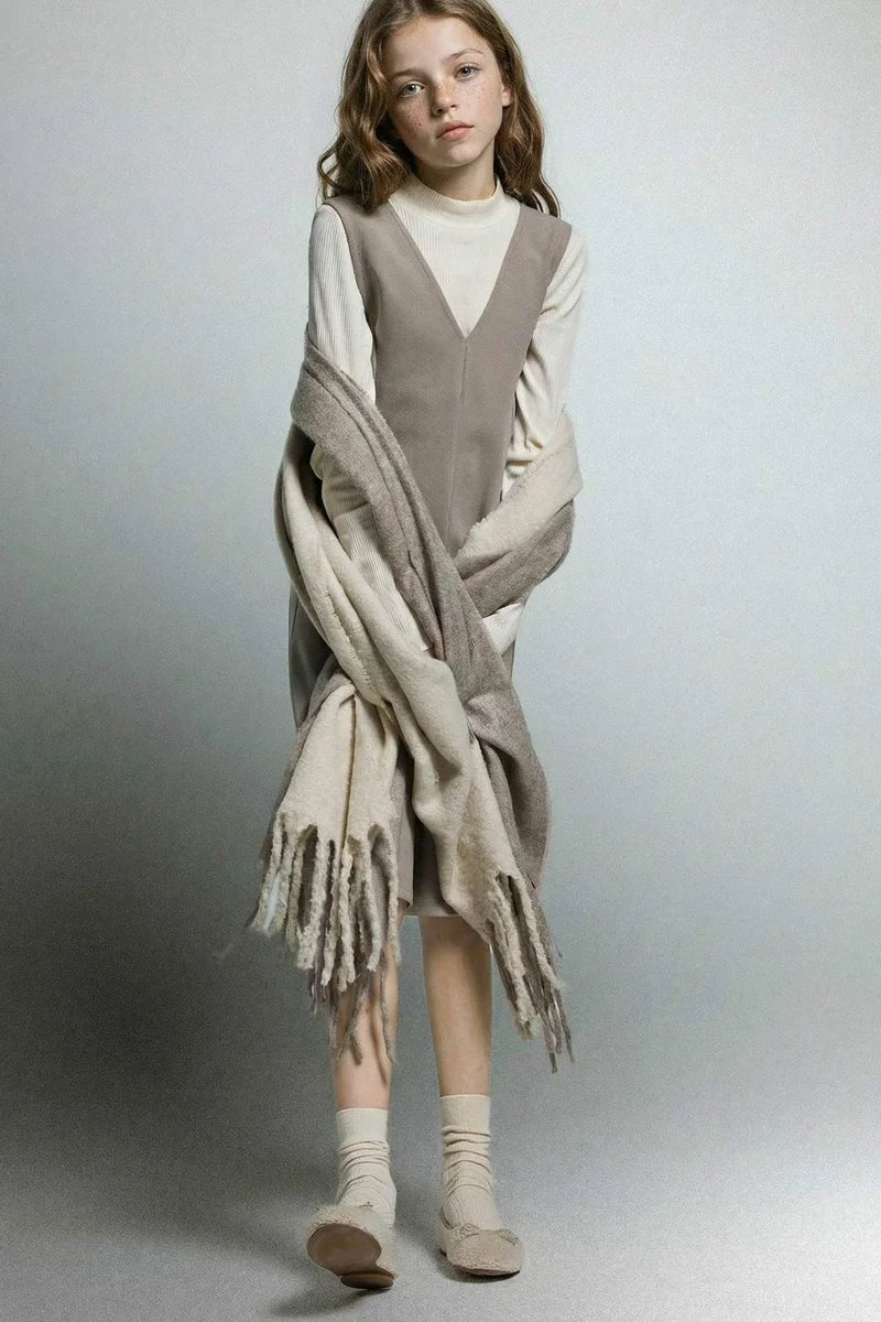 ديفاكتو Girl Long Sleeved 2 Piece Dress