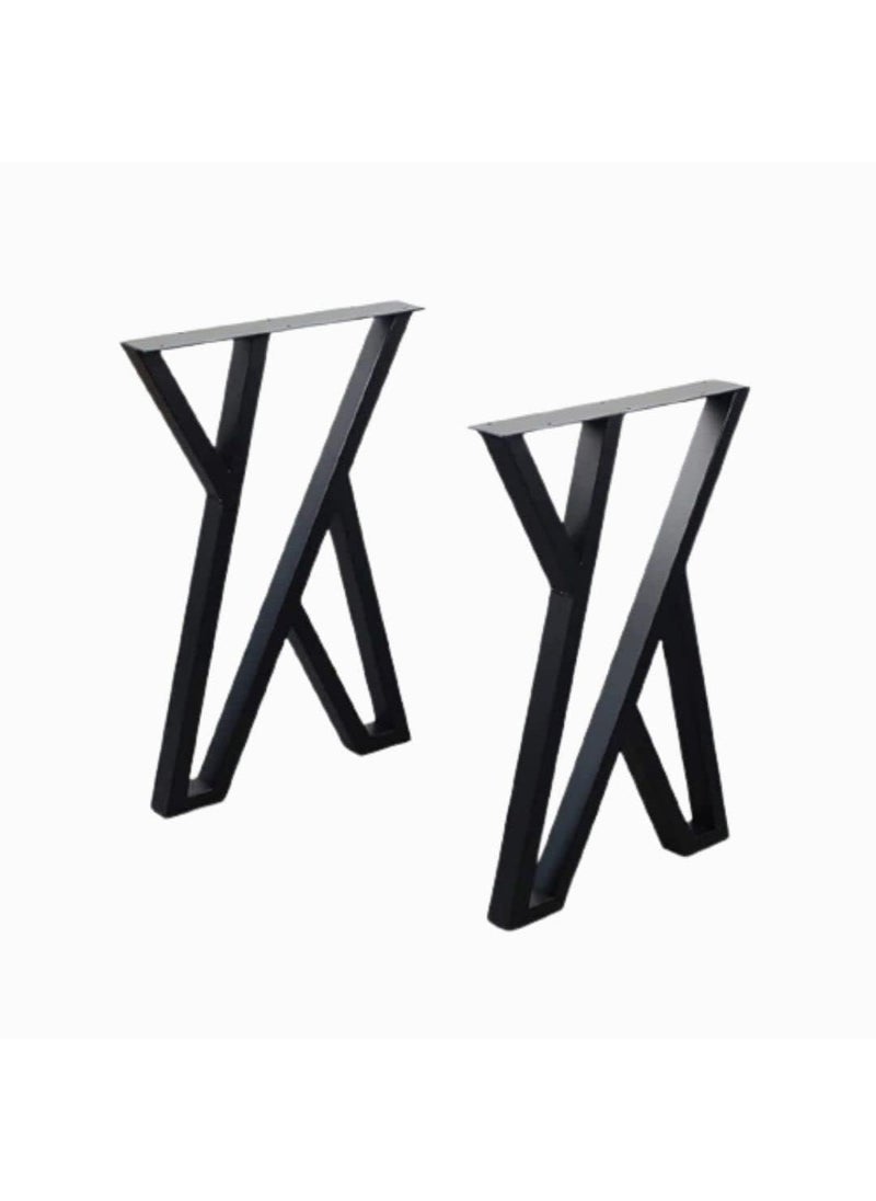 Reyox Reyox Metal Table Legs 28 Inch Heavy Duty Square Tube Desk Legs for Dining Table Study Table Computer Table Office Table XShape1 Set of 2 pcs  - Image 1