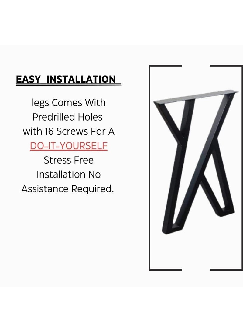 Reyox Reyox Metal Table Legs 28 Inch Heavy Duty Square Tube Desk Legs for Dining Table Study Table Computer Table Office Table XShape1 Set of 2 pcs  - Image 5