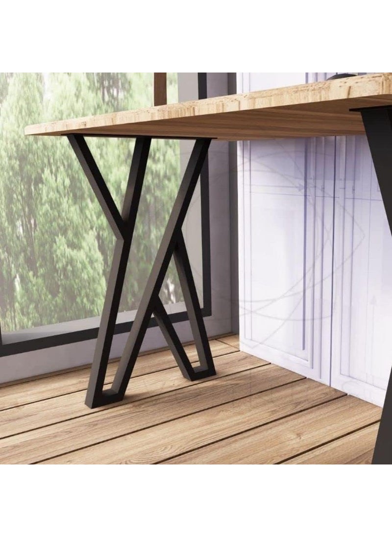 Reyox Reyox Metal Table Legs 28 Inch Heavy Duty Square Tube Desk Legs for Dining Table Study Table Computer Table Office Table XShape1 Set of 2 pcs  - Image 2
