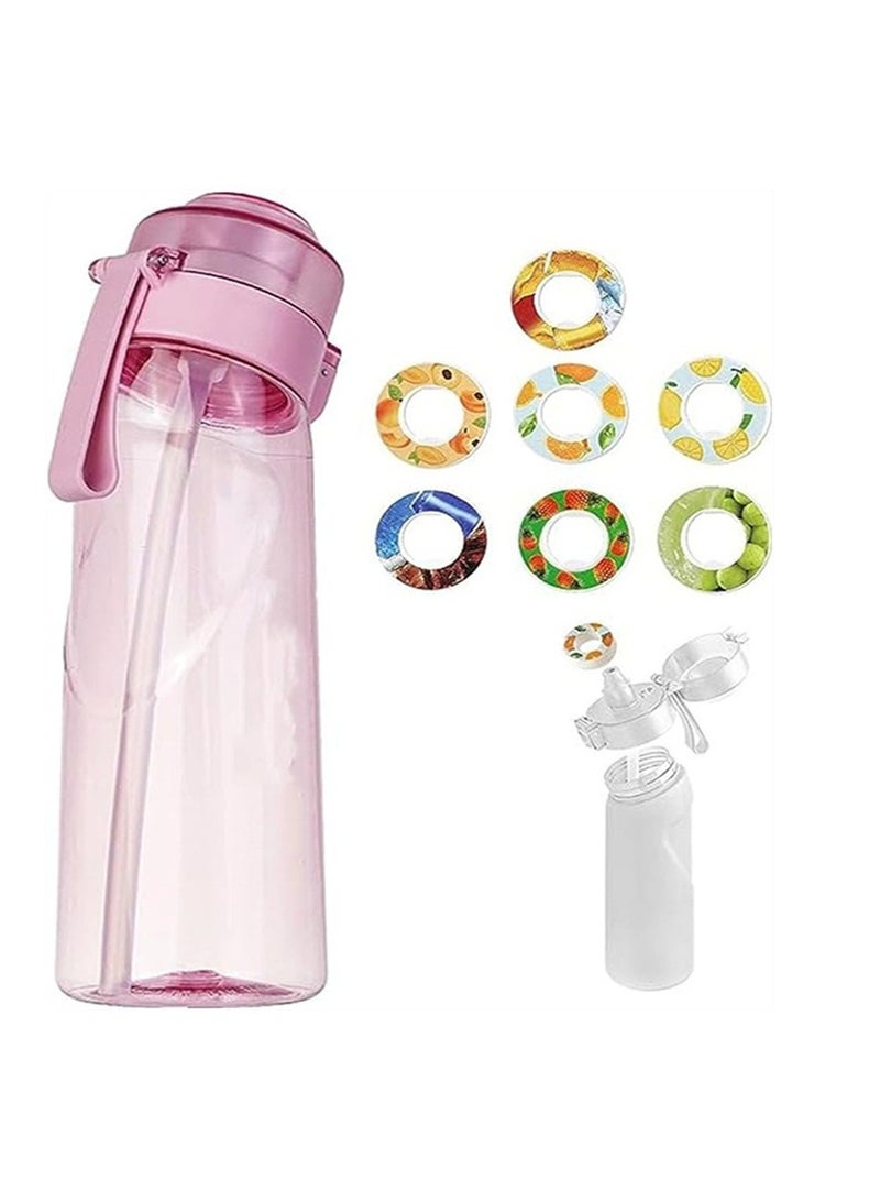 Generic Fruit flavored water bottle 650ml, with 7 random fruit flavors cup ring sports water cup drinking artifact （Pink） - Image 1