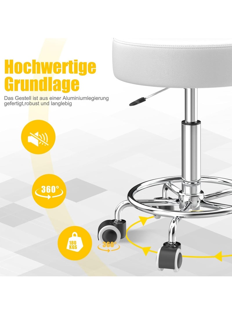 Generic Adjustable Height Chair 43cm-57cm Swivel Chair with Footrest for Body Relaxation Small Comfortable Lightweight PU Leather Chair with Wheels Swivel Chair for Work, Dressing Table - Image 4