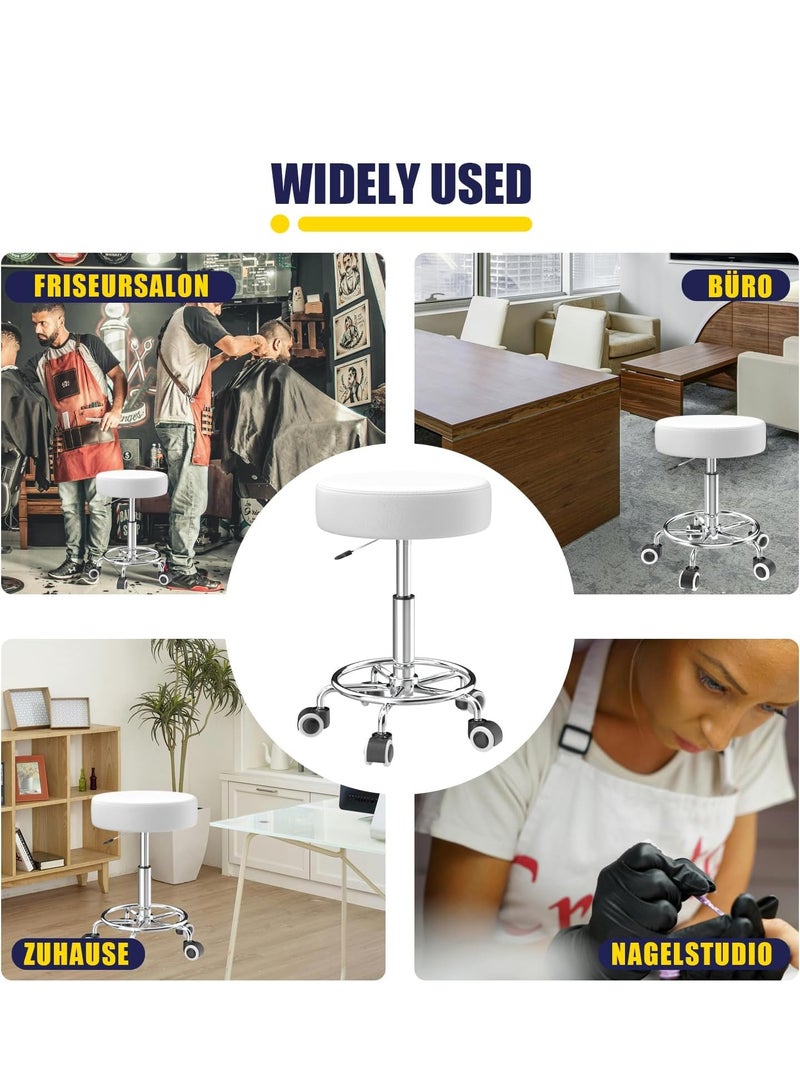 Generic Adjustable Height Chair 43cm-57cm Swivel Chair with Footrest for Body Relaxation Small Comfortable Lightweight PU Leather Chair with Wheels Swivel Chair for Work, Dressing Table - Image 5