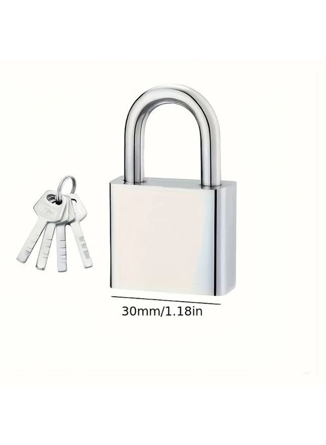 Silvery Waterproof Padlock with 4 Keys Rustproof for Dorms Warehouses Iron Doors - Image 1