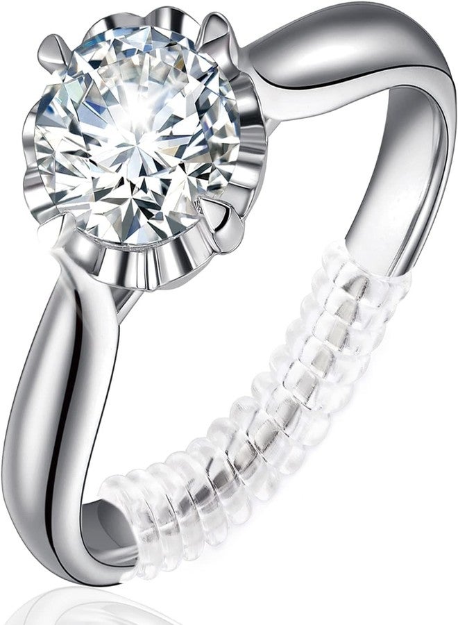 TENDULA أداة ضبط مقاس الخواتم غير المرئية من تيندولا للخواتم الفضفاضة، 4 مقاسات تناسب أي خاتم تقريبًا، مجموعة تضييق حلزونية من السيليكون مع واقيات تلميع للخواتم للنساء والرجال (ذهبي وفضي (8 قطع)) - Image 3