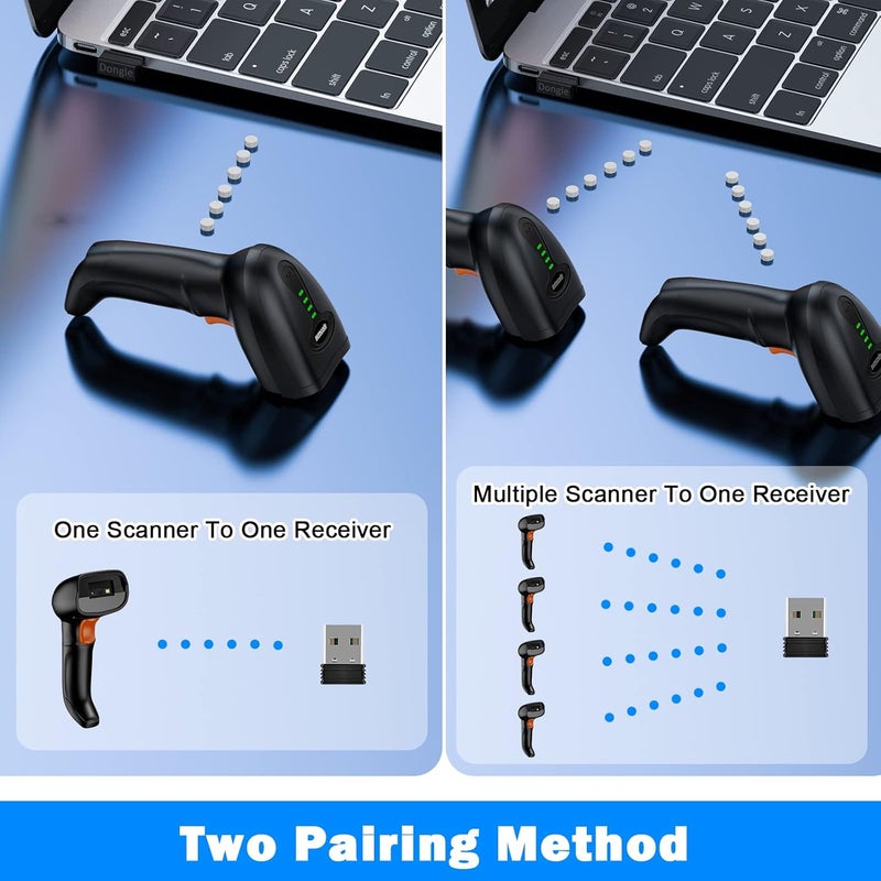 symcode 2D Wireless Barcode Scanner with Auto-Sensing Stand,Putting on Stand to Scan Automatically Sense Scanning Barcode Scanner with Battery Level Indicator and Multiple Scanner to One Receiver - Image 3