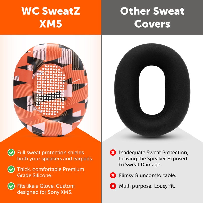 WC SweatZ XM5 - Protective Headphone Ear Covers for Sony WH1000XM5 by WC | Only Compatible with Sony XM5 Over Ear Headphones | Sweatproof & Easily Washable | Blue - Image 3