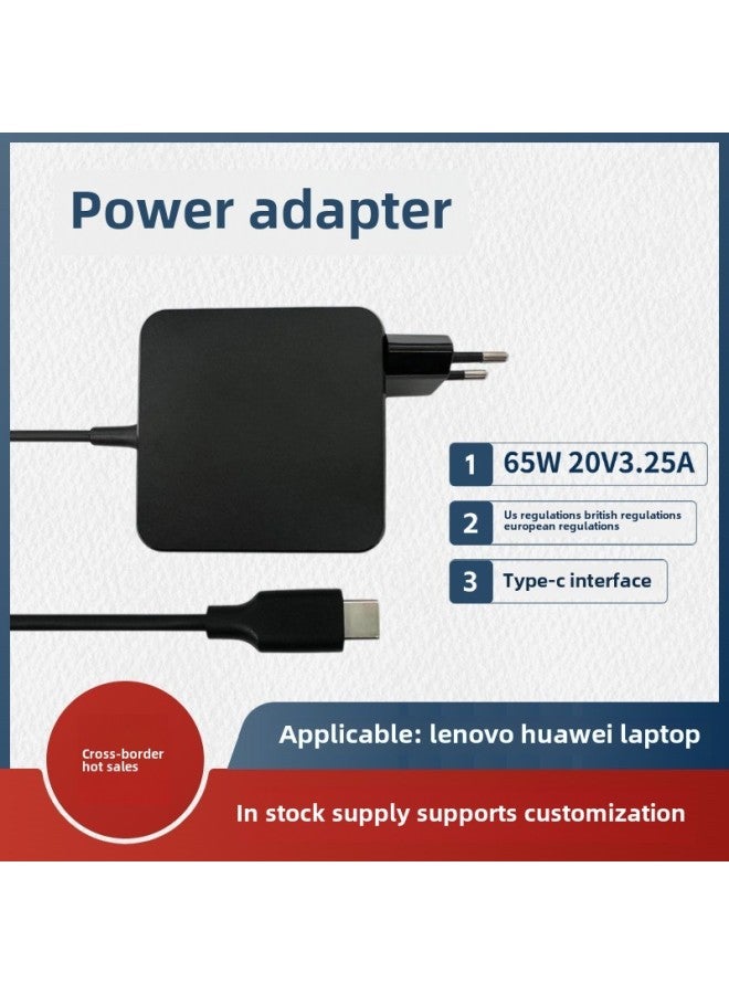 65W Notebook Charger Type-c Interface 20V3.25A Power Adapter For Xiaomi Lenovo Huawei-Colour:Black-Specification:65W  20V3.25A  - Image 1