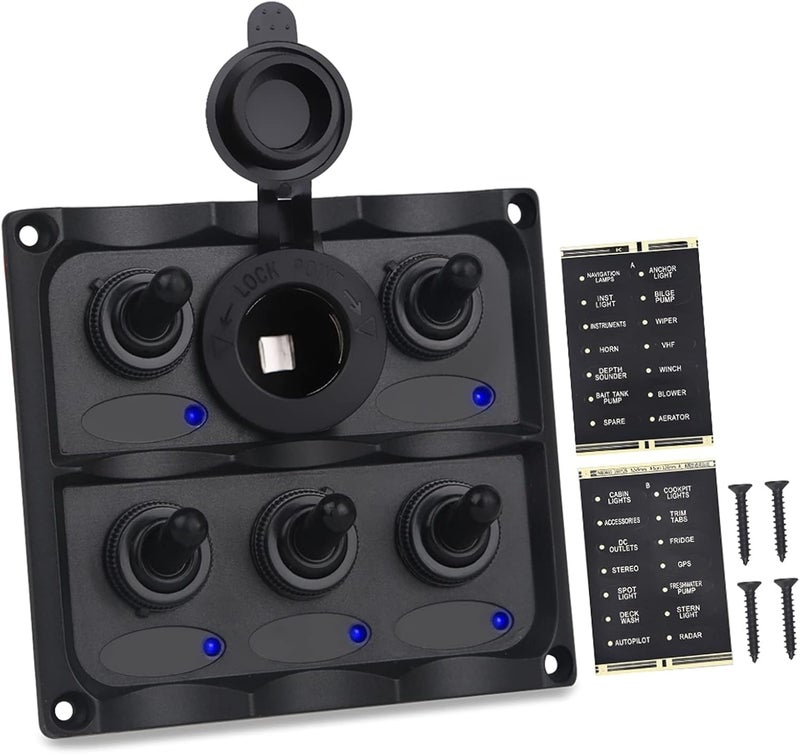 Wivplex Waterproof 5 Gang Rocker Switch Panel - Image 1