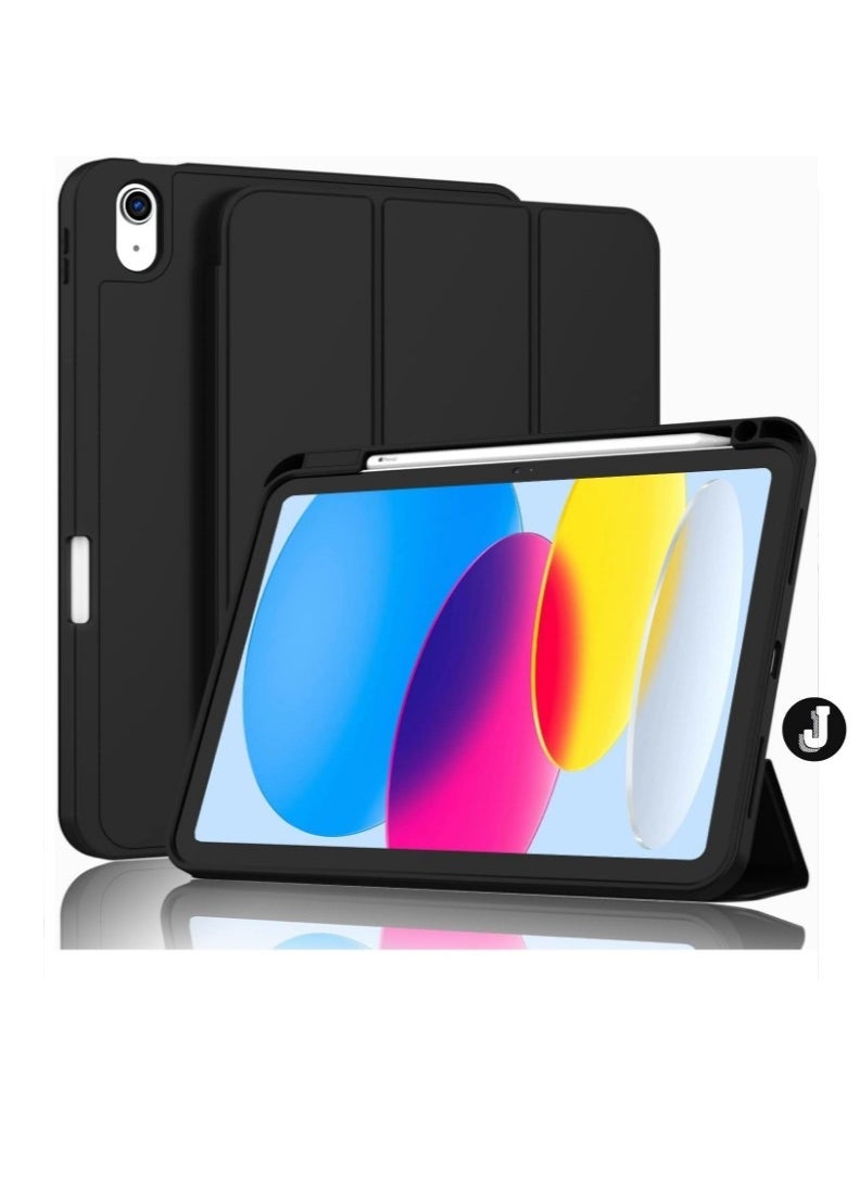 JAJEEK iPad 10th Generation Case (10.9 Inch, 2022) – Smart Case with Pencil Holder, Soft TPU Back, Auto Wake/Sleep Function, New Black - Image 1