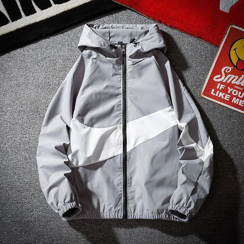 Korean Style Handsome New Jacket Coat Trendy Sun-protective Clothing Mens All-match Loose Spring and Autumn Casual Mens and Womens 2023 Thin gray jacket with large hook 