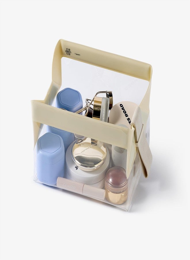 Cadence Parcel - Clear Kit with Magnetic Closure - Durable and Leak-Resistant Travel Toiletry Kit - TSA-Compliant & Modular Design - Hygiene Bag for Travel Essentials - 1 Qt - Pebble - Image 2