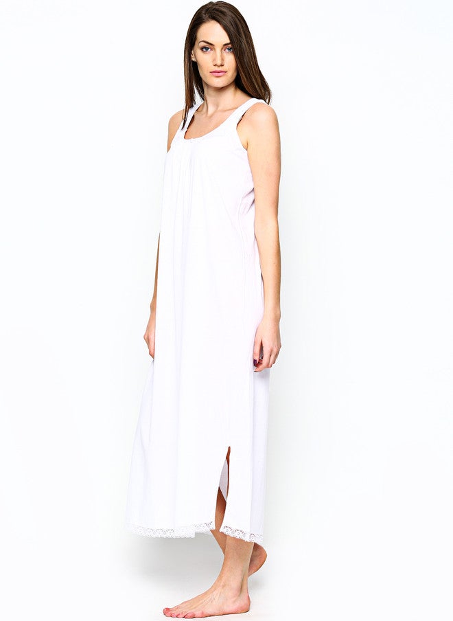 Red Rose White Maxi Nightdress SANDHYA - Image 2