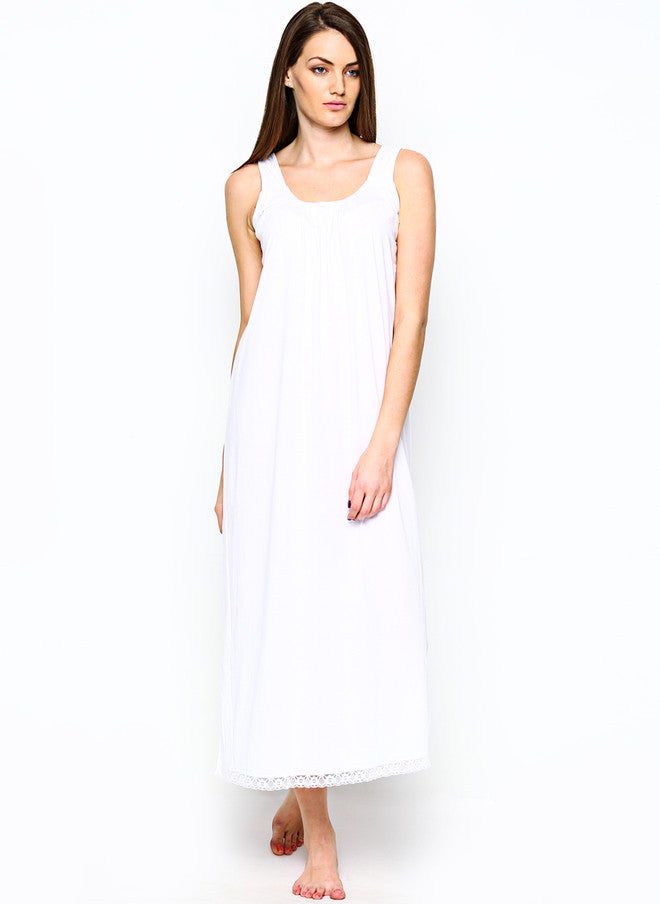 Red Rose White Maxi Nightdress SANDHYA - Image 1