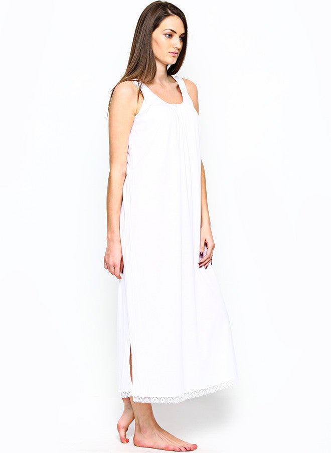Red Rose White Maxi Nightdress SANDHYA - Image 3