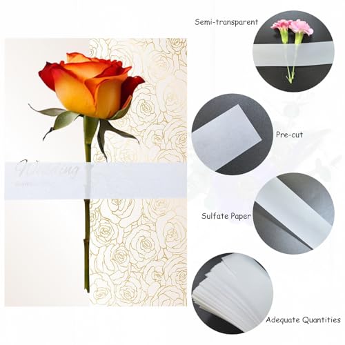 LAIFOOSHEN 100Pcs Clear Invitation Belly Bands for 5x7 Invitations with 100 Adhesive Dot.Vellum Belly Bands for Cards Party Envelopes Soap Packaging,Decorative Wraps Paper Strips Wedding Invitations Accessories - Image 3