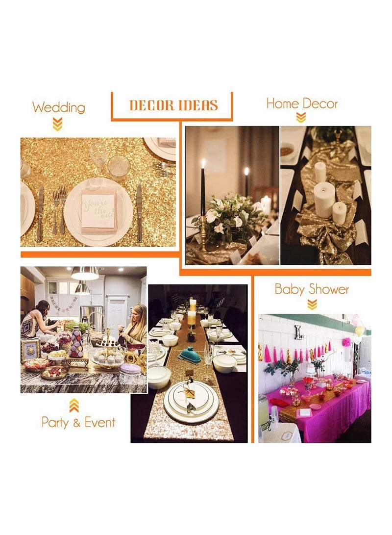 Excefore Sequin Table Runner Event Party Supplies Gold Rectangular Tablecloth 12x108inch for Holiday Wedding Birthday - Image 4