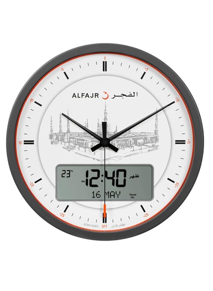 Al Fajr ساعة حائط أذان الفجر CR-23 المدينة المنورة (أبيض) - Image 3
