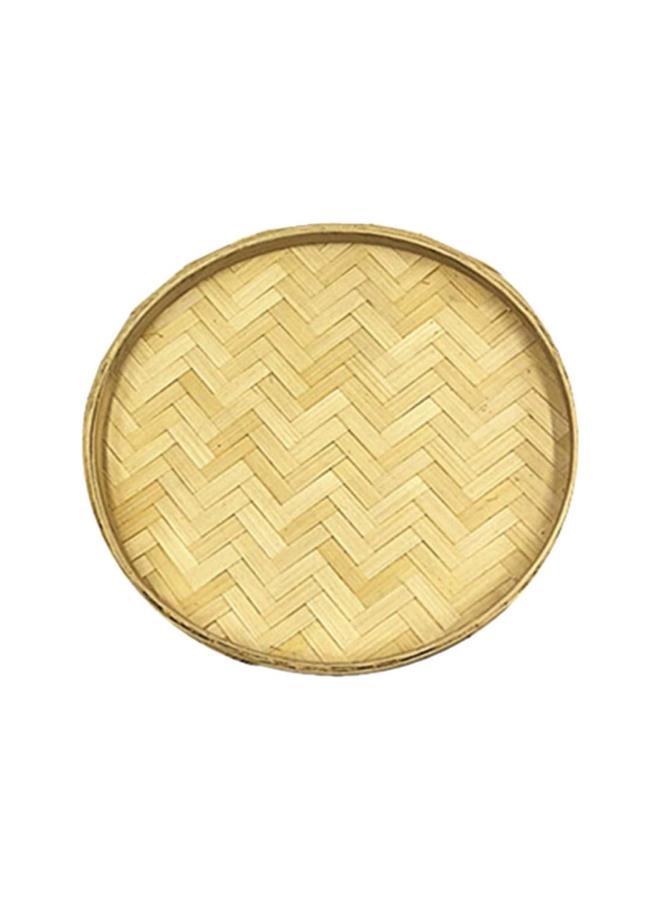 klarako Round Wicker Fruit Basket Flat Woven Food Storage Serving Tray Organizer Round Disc for DIY Wall Hanging Decorations 26cm - Image 1