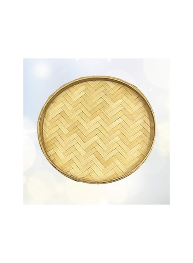 klarako Round Wicker Fruit Basket Flat Woven Food Storage Serving Tray Organizer Round Disc for DIY Wall Hanging Decorations 26cm - Image 5