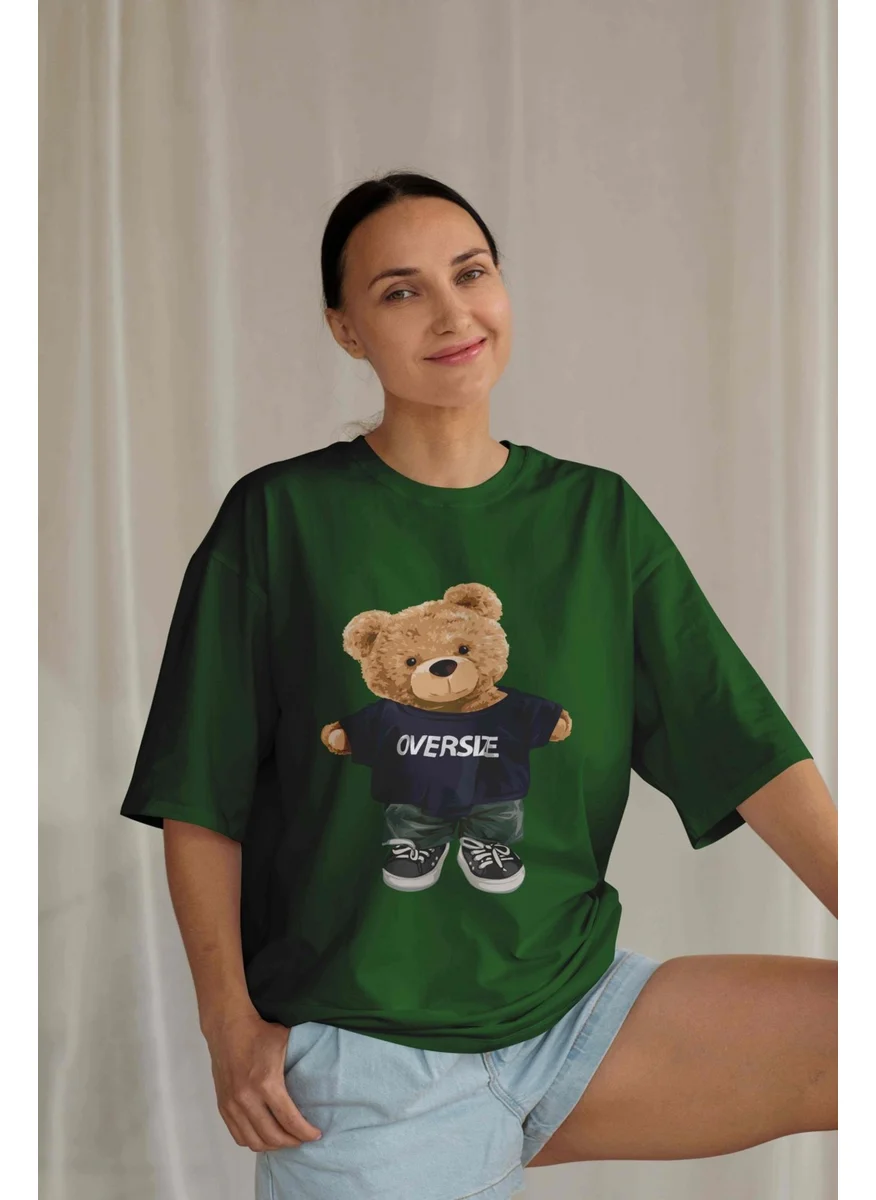 دوغ فش Women's Lilac Teddy Printed Oversize T-Shirt