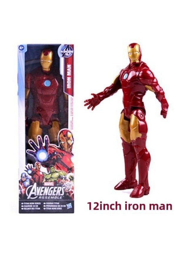 12 Inch Captain America Wolverine Iron Man Thor Spiderman Patriot Black Panther Doll Ornaments-Color:12inch Iron Man - Image 1