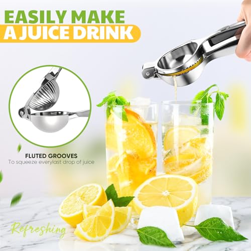PUPTILY Lemon Squeezer Large, Lemon Squeezer Juicer Stainless Steel, Heavy Duty Manual Citrus Juicer Hand Press, Kitchen Tools Lime Squeezer Bar Tool, Easy to Clean Metal Lemon Hand Press - Image 3