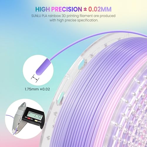 SUNLU 3D Printer Filament, Rainbow PLA Filament 1.75mm, Multicolor Gradient 3D Filament, Neatly Wound 3D Printing Filament, Dimensional Accuracy +/-0.02mm, 1KG Spool. (Rainbow PLA 04) - Image 5