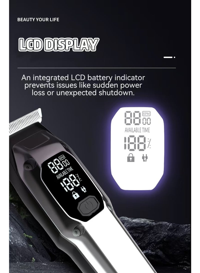 【2025 New】Hair Clipper with LED Display, Fast USB Charging, Professional Cordless Haircut Kit for Barber & Home Hair Cutting - Image 4