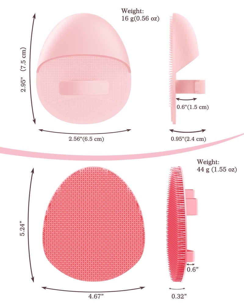 Manmihealth Silicone Back Scrubber (Thick Bristles) & Bath Glove & Face Brush Set(3PCS), Super-Exfoliating & Lathering Body Scrubber, Shower Brush, Face Scrubber Combination, with a Free Hook.(Pink) - Image 3