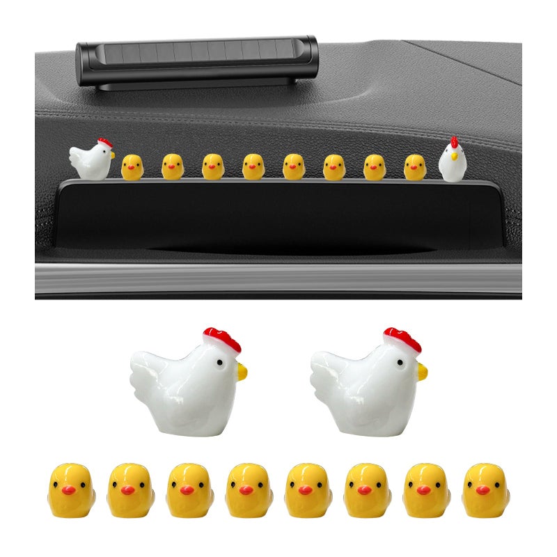 MUQIDA 10PCS Mini Chickens Car Dashboard Decor Cute Funny Chicks Rearview Mirror Ornament Kawaii Figurines Miniature Chicken Hen Car Dash Decoration for Automobile Decoration - Image 3