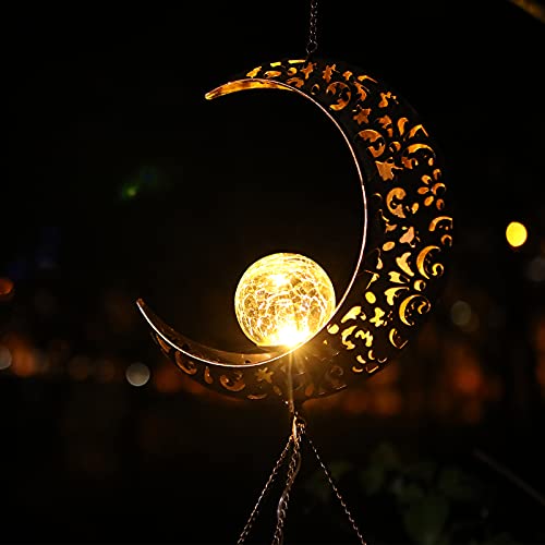 DesGully Solar Wind Chimes, Sun Wind Chime Outdoor Clearance w/Glowing Crackle Glass LED Unique Wind Bells for Outside Waterproof Chimes, Gifts for Her/Him (42" Long Metal Chimes)… - Image 3