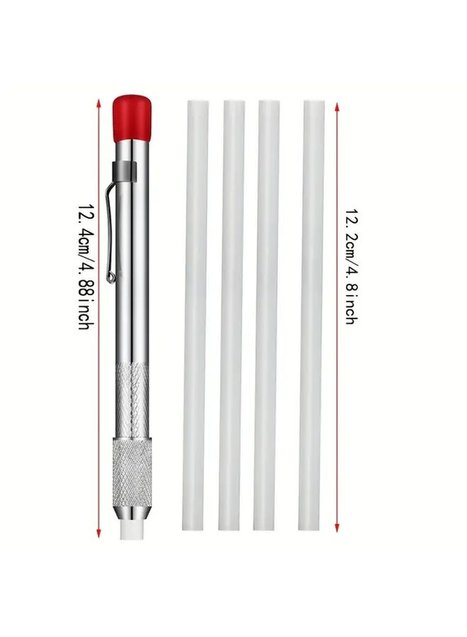 Soapstone Marker Pen Set 1pc Aluminum Holder with 4 Replacement Refills for Metal Construction - Image 3