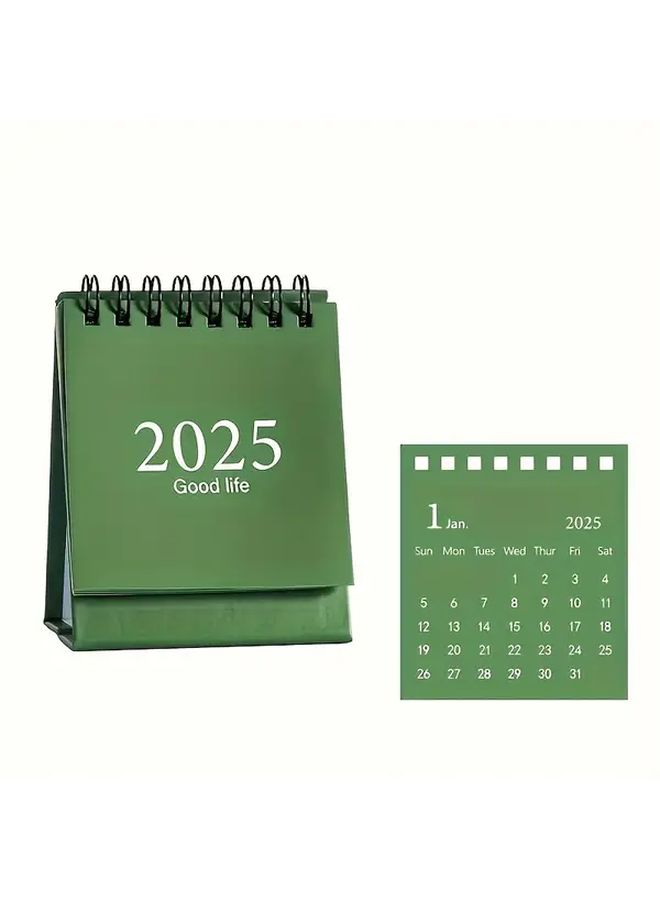 تقويم مكتبي لعام 2025 باللغة الإنجليزية باللون الأخضر الداكن، تصميم بسيط محمول للمكتب والمدرسة، لتخطيط الجدول اليومي وزينة المكتب. - Image 4