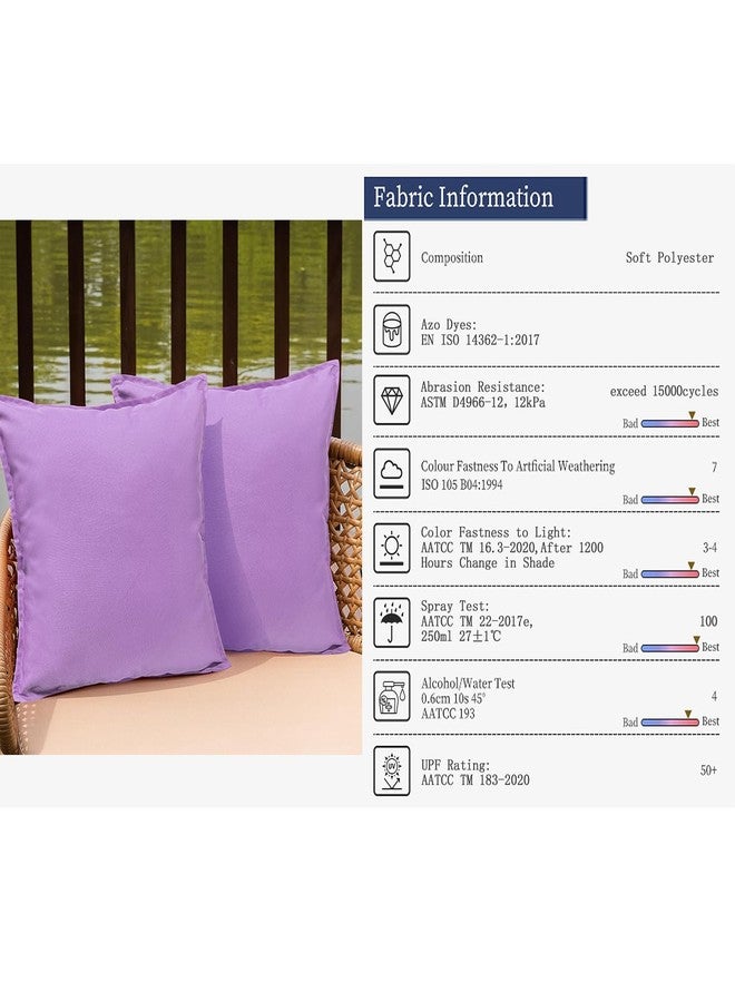 WOKANI Outdoor Waterproof Pillow Covers 18x18 Set of 2 Sunbrella Decorative Square Solid Couch Pillow Covers with Wide Edge for Patio Tent Sofa Bed Living Room, Purple - Image 5
