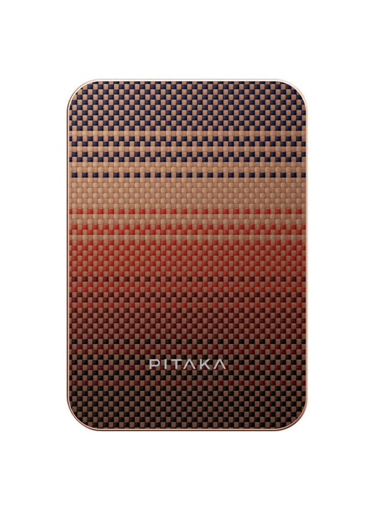 PITAKA Pitaka Aramid Fiber Magnetic Power Bank – Qi2 Certified, 15W Wireless Fast Charging, 5000mAh, Compact, Lightweight & Strong Magnetic Attachment for Phone - Sunset  - Image 1