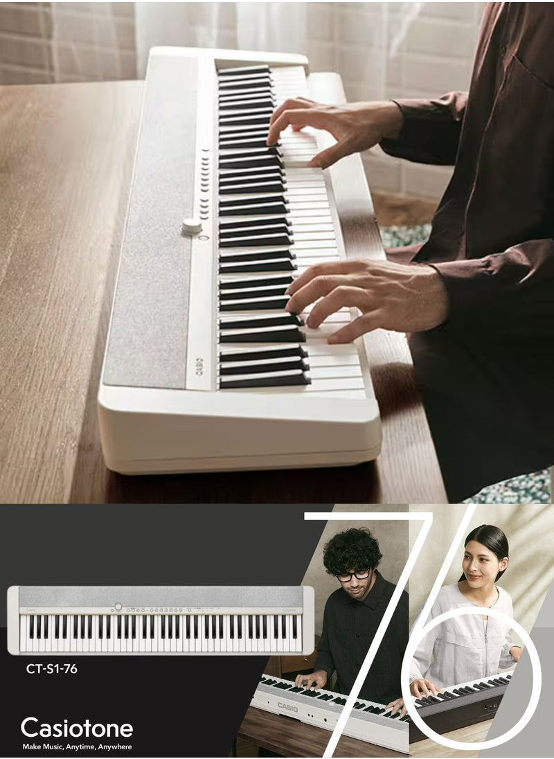 CASIO Casiotone CT-S1-76WE Piano Keyboard 76 Keys, With Power Adaptor  - Image 1