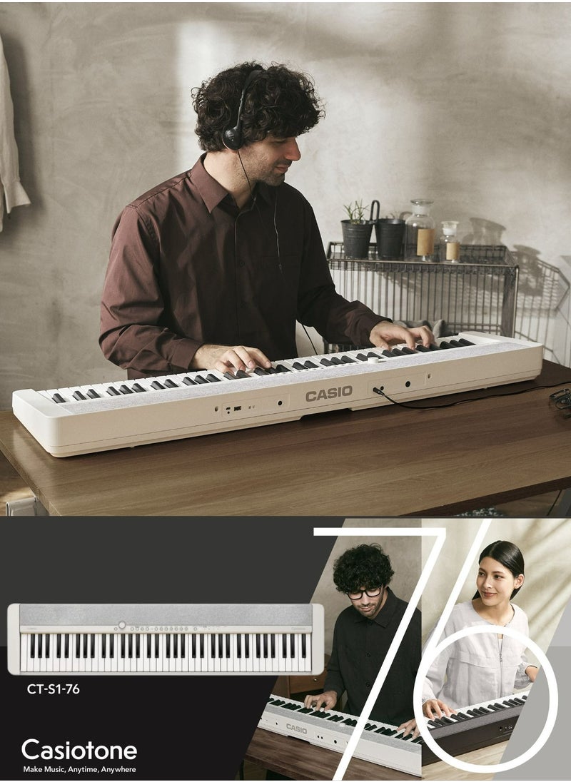 CASIO Casiotone CT-S1-76WE Piano Keyboard 76 Keys, With Power Adaptor  - Image 2