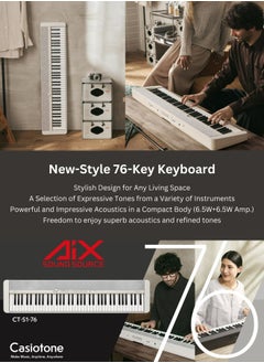 CASIO Casiotone CT-S1-76WE Piano Keyboard 76 Keys, With Power Adaptor  - Image 3