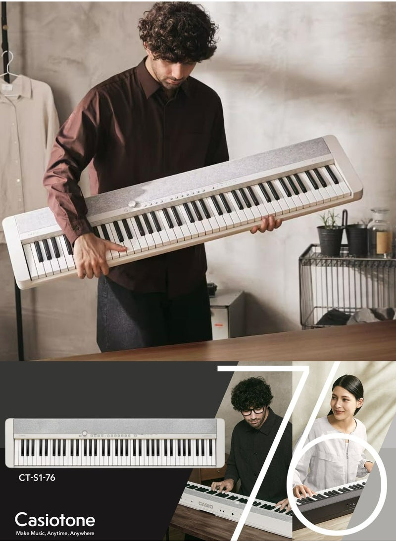 CASIO Casiotone CT-S1-76WE Piano Keyboard 76 Keys, With Power Adaptor  - Image 4