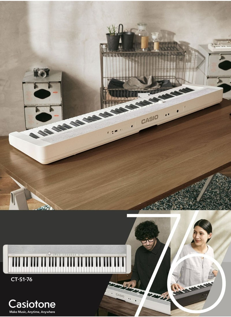 CASIO Casiotone CT-S1-76WE Piano Keyboard 76 Keys, With Power Adaptor  - Image 5
