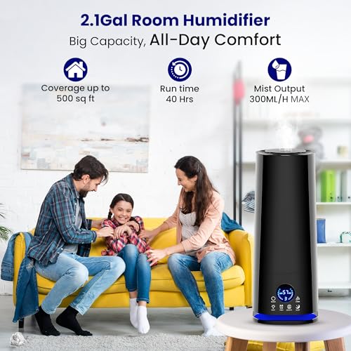 XENGVA Humidifire for Room Moisture, Aroma Diffuser for Home, Mist Maker, Cool Mist Humidifier, Small Quiet Air Humidifier, Ultrasonic Essential Oil Diffuser Electric (H2O Multicolor) (Black) - Image 3